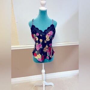 Vintage Gold Label Victoria Secret Floral Scallop Lace Cami Size Medium